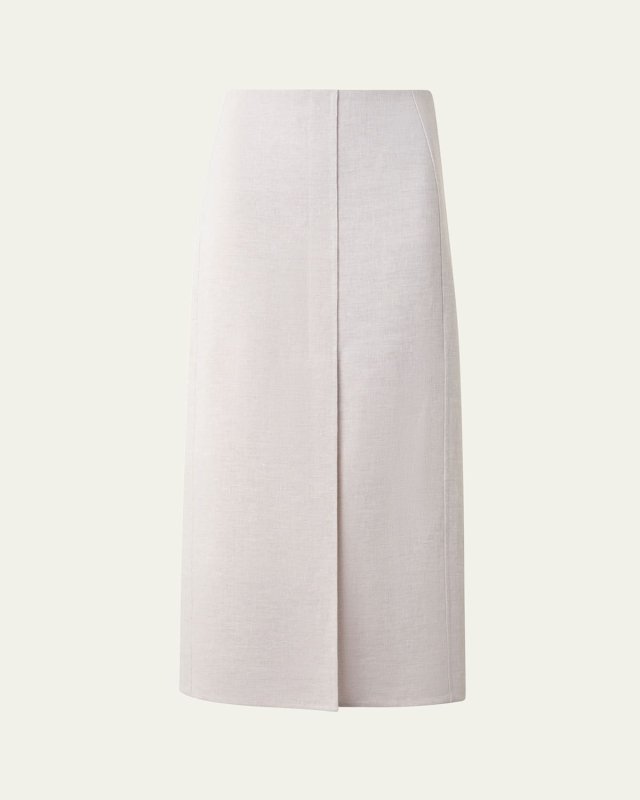 Twisted Linen Double-Face Midi Pencil Skirt